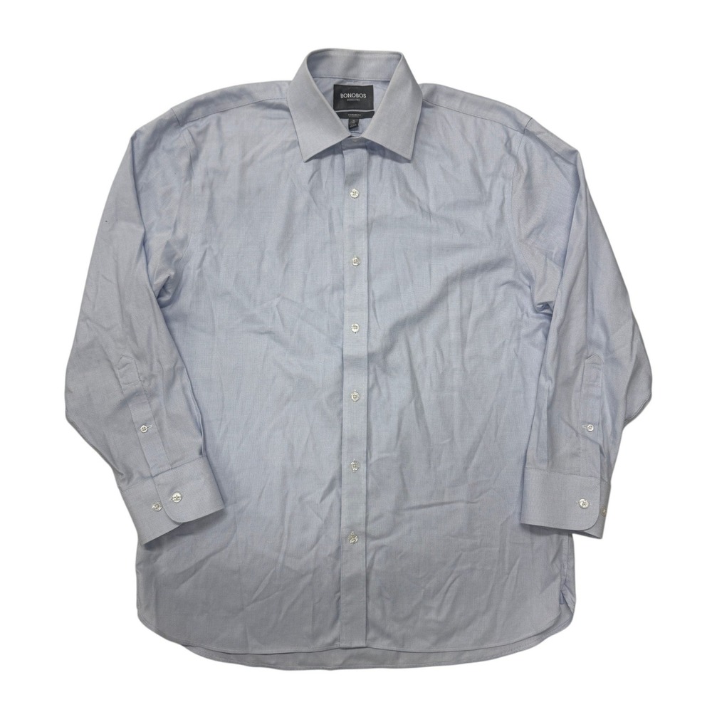 Bonobos Mens Wrinkle Free Standard Fit Dress Shirt Light Blue 16 32 Long Sleeve